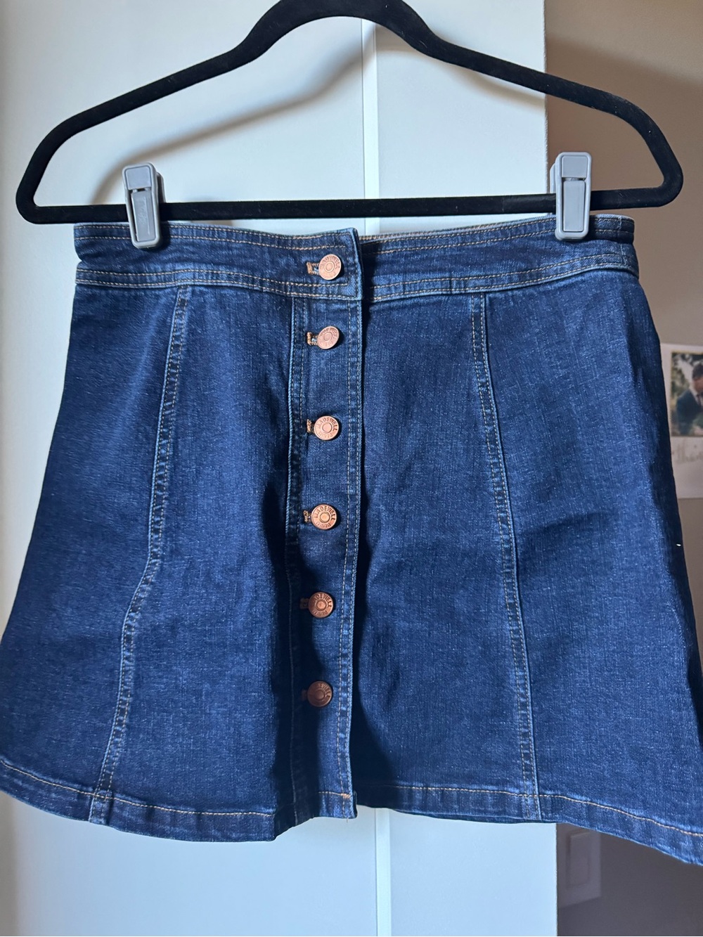 Madewell Denim Button-Front A-Line Skirt - Dark Blue 4